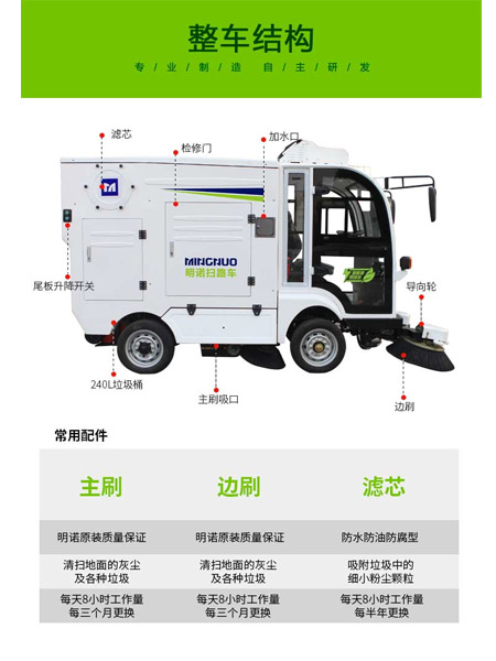 四轮扫路车MN-S1800配备240L标准昂仁垃圾桶